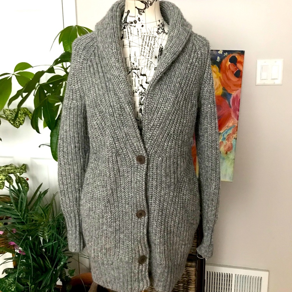 NWOT BR Italian Yarn Wool Knit Oversized Chunky button blazer cardigan unisex S